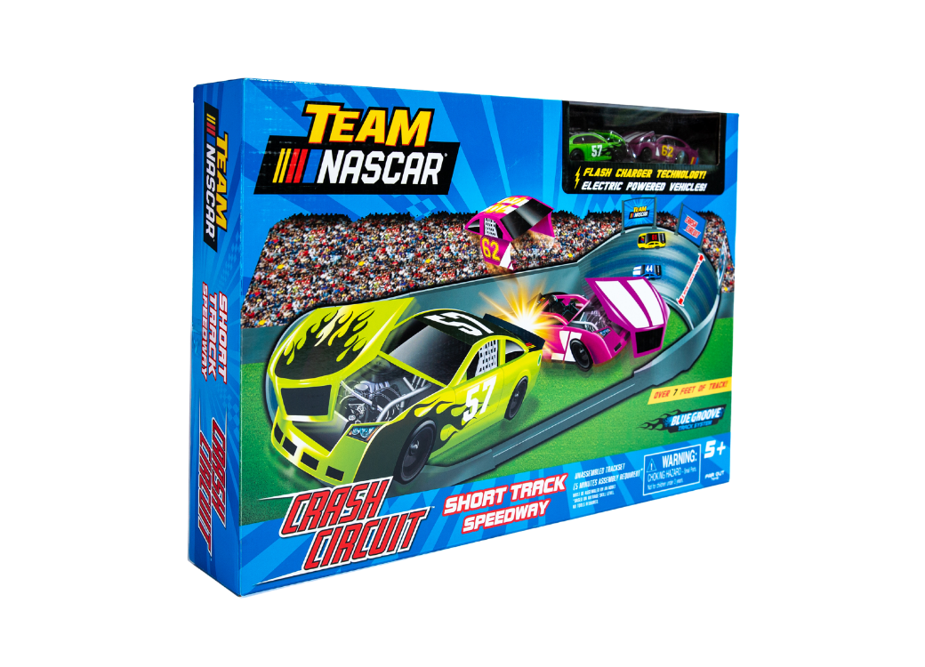 Far out Toys NASCAR Crash Circuit Vehicles 2 Pack Electric PWR Cars Blue Yellow for sale online 